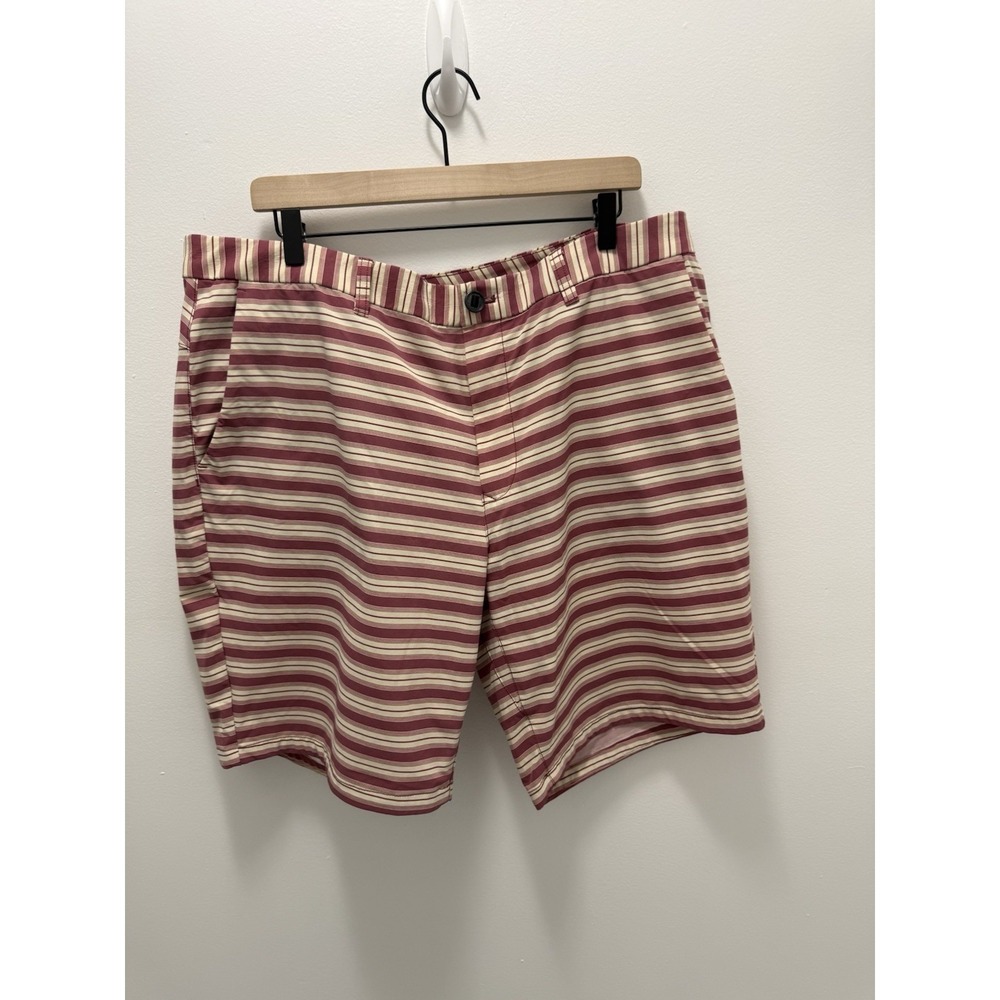 Bonobos Men's Hybrid Shorts Size 40 Pink Cream Striped Flat Front Stretch‎